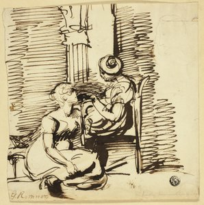 Zwei Frauen im Innenraum von George Romney