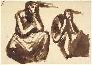 Zwei Studien von Medea, die den Mord an ihren Kindern erwägt von George Romney