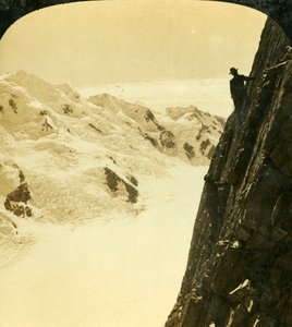 Ein gefährlicher Aufstieg, Mount Malte Brun, Neuseeland, um 1909