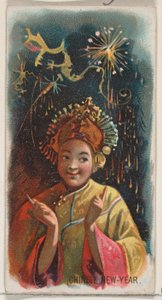 Chinesisches Neujahr, aus der Feiertagsserie N80 für Duke-Zigaretten, 1890 von George S. Harris and Sons