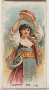 Erntefest, Italien, aus der Serie Holidays N80 für Duke-Zigarettenmarke, 1890 von George S. Harris and Sons