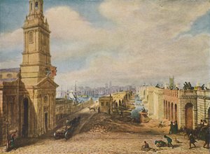 Londoner Brücken alt und neu von George Scharf