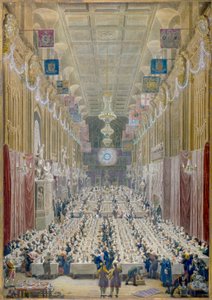 Ansicht des Abendessens des Lord Mayor in der Guildhall, City of London von George Scharf