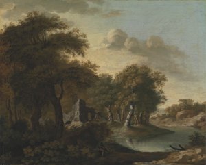 Eine Ansicht in der Nähe von Arundel, Sussex, mit Ruinen am Wasser von George Smith