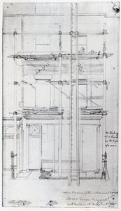 Das Äußere von Isaacs Haus wird gestrichen, 1843 von George Snr Scharf