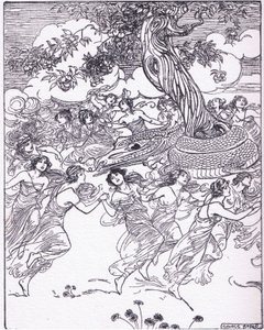 Hand in Hand um den verzauberten Baum tanzend, aus The Heroes, veröffentlicht von George Allen und Unwin 1929 von George Soper