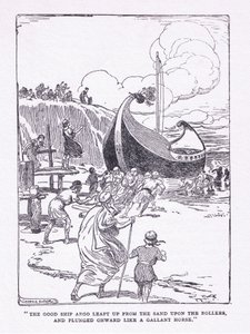 Das gute Schiff Argo sprang von den Sandrollen und stürzte vorwärts wie ein tapferes Pferd, aus The Heroes, veröffentlicht von George Allen und Unwin 1929 von George Soper