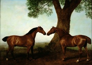 Zwei braune Jäger bei einem Baum, 1786