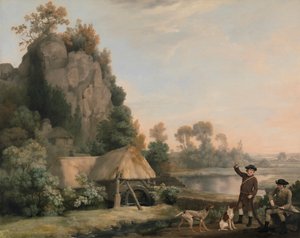 Zwei Herren auf der Jagd, mit Blick auf die Creswell Crags, vor Ort aufgenommen