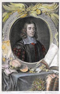 Porträt des englischen Arztes Thomas Willis (1622-1675). Handkolorierter Stich von George Vertue von George Vertue
