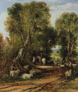 Pastorale Szene mit Schafen, 19. Jahrhundert