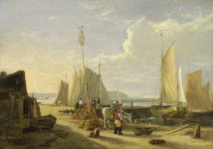 Eine Hafenszene auf der Isle of Wight, Blick auf die Needles