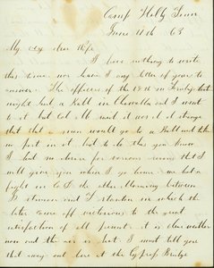 Brief von George Wyckoff, Camp Holly, Tennessee, an Josephine, 11. Juni 1863 von George W. Wyckoff