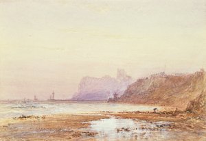 Küste bei Whitby mit der Abtei im Hintergrund von George Weatherill
