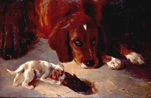 Ein neugieriger Welpe von George Wiliam Horlor