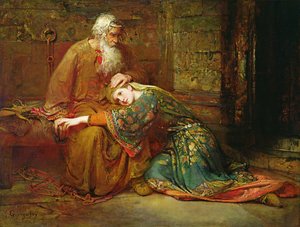 Cordelia tröstet ihren Vater, König Lear, im Gefängnis von George William Joy