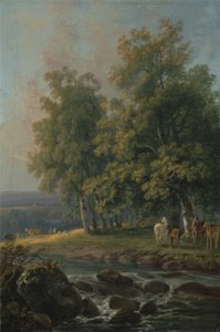 Pferde und Rinder an einem Fluss, 1777 von George the Elder Barret