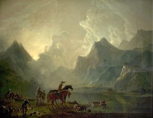 Llanberis-See und Dolbadarn Castle, Nordwales, 1777