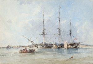 Die Blackwall-Fregatte Seringapatam vor Anker bei Tilbury Fort von George the Elder Chambers