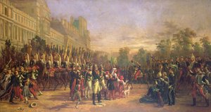 Ankunft in den Tuilerien von Napoleon III. und seinen Truppen, die im August 1859 aus Italien zurückkehren