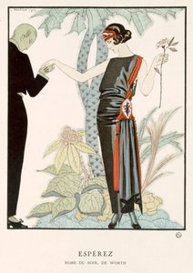 "Gazette du Bon Ton"; Esperez, Abendkleid von Worth, um 1920 von Georges Barbier