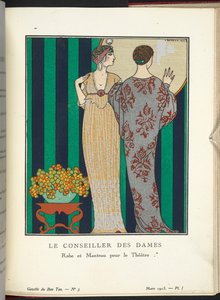 Le Conseiller des Dames - Robe et Manteau pour le Théâtre von Georges Barbier