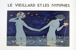 Le Vieillard et les Nymphes, Illustration aus Les Chansons de Bilitis, von Pierre Louys, veröffentlicht 1922 von Georges Barbier