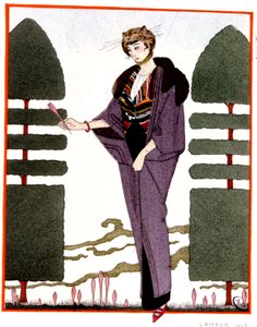 Mme Paquins Reisemantel, Gravur 1914 von Georges Barbier