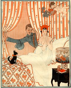Die ungeplante Rückkehr... Oder der Wecker - Illustration aus La Vie Parisienne von Georges Barbier