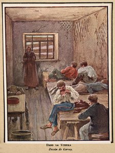 In der Tscheka; aus Histoire des Soviets, veröffentlicht 1922 von Georges Carrey