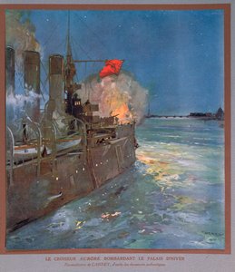 Der Kreuzer Aurora bombardiert den Winterpalast, ca. 1923-24 von Georges Carrey