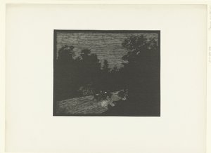Landschaft mit Kutsche, die von einem Pferd bei Nacht gezogen wird von Georges Charles Victor Léopold Hugo