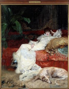 Porträt der Komödiantin Henriette Rosine Bernard genannt Sarah Bernhardt (1844-1923) von Georges Jules Victor Clairin (1843 - 1919) von Georges Clairin