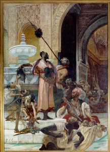 Das Massaker der Abenceragen. Die Abenceragen (maurischer Stamm des Königreichs Granada im 15. Jahrhundert) wurden von Boabdil genannt Zoghbi (1452-1528) ausgerottet. von Georges Clairin