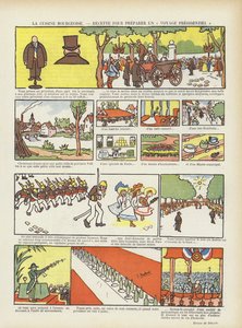 Bürgerliche Küche. Ein Rezept für eine Präsidentenreise. Illustration für Le Rire von Georges Delaw