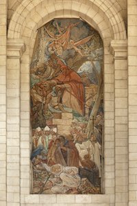 Kathedrale. Ehemalige Abteikirche (Abbaye Saint-Vaast). Innenansicht. Südliches Querschiff. Wandgemälde. von Georges Desvallieres