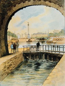 Schleuse des Canal St. Martin, Paris, 1890 von Georges Fraipont