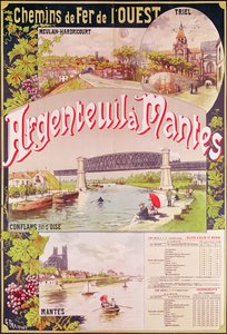 Plakat, das die Westbahnlinie von Argenteuil nach Mantes bewirbt von Georges Fraipont
