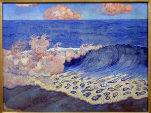 Blaue Marine, Welleneffekte. Gemälde von Georges Lacombe (1868-1916)