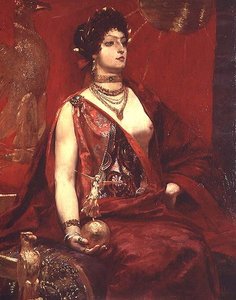 Porträt einer Frau in Rot von Georges Marie Rochegrosse