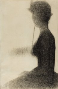 Sitzende Frau mit Sonnenschirm