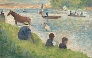 Pferd und Boote (Studie für "Badegäste in Asnières") von Georges Seurat