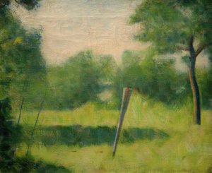 Landschaft mit einem Pfahl von Georges Seurat