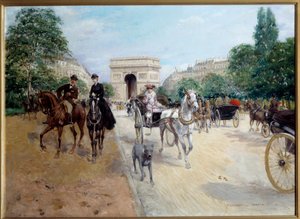 Reiter und Kutscher auf der Avenue du Bois in Paris