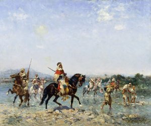 Arabische Kavallerie durchquert einen Fluss