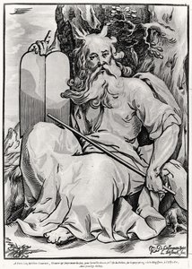 Moses, graviert von Ludwig Businck (ca. 1590-nach 1630)