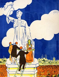 Die Türkei bindet Bulgarien an die Freiheitsstatue, 1908
