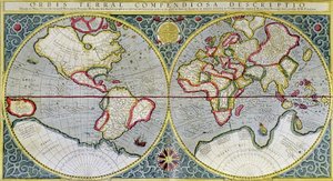 Weltkarte von Mercator (1587) - in "Das Universum und die Menschheit" von H. Kraemer von Gerard (after) Mercator