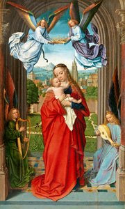 Jungfrau und Kind mit vier Engeln von Gerard David