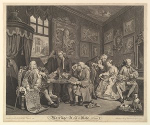 Marriage A-la-Mode, Platte I, 1. April 1745 von Gerard Jean Baptiste Scotin